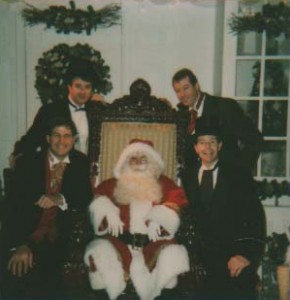Gentlemen Carolers caroling with Santa at Bloomingdales