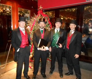 The Gentlemen Carolers caroling at the Redeye Grill Restaurant, NY