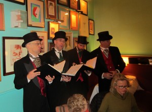 The Gentlemen Carolers sing at the Trattoria dell 'arte, NYC