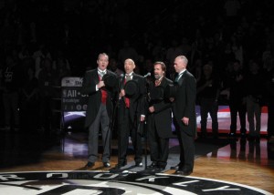 Gentlemen Carolers sing the National Anthem at Brooklyn Nets game